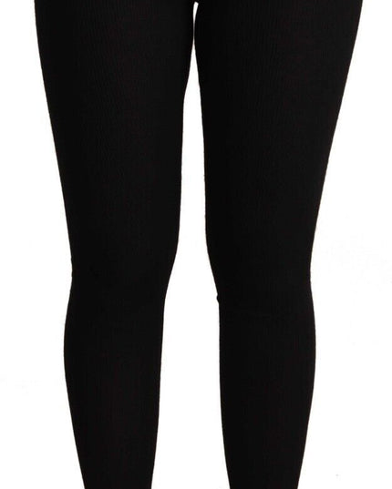 Dolce & Gabbana Black Cashmere Stretch Waist Tights Pants