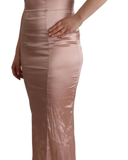 Dolce & Gabbana Pink Lace Long Bodycon Maxi Polyester Dress