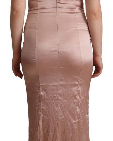 Dolce & Gabbana Pink Lace Long Bodycon Maxi Polyester Dress