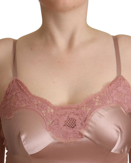 Dolce & Gabbana Pink Lace Long Bodycon Maxi Polyester Dress