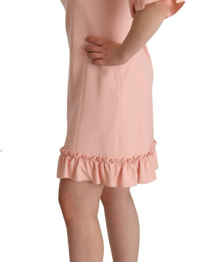 Dolce & Gabbana Pink Ruffled Sleeves Viscose Sheath Dress