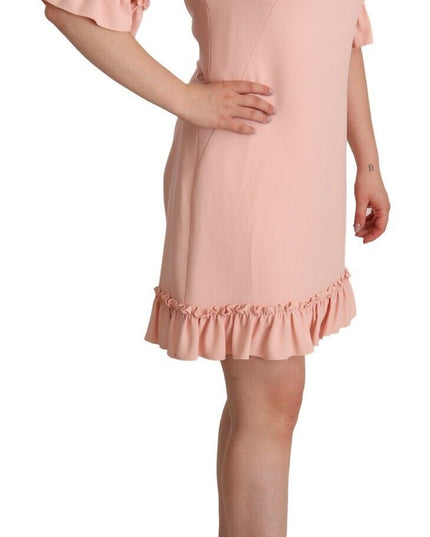 Dolce & Gabbana Pink Ruffled Sleeves Viscose Sheath Dress