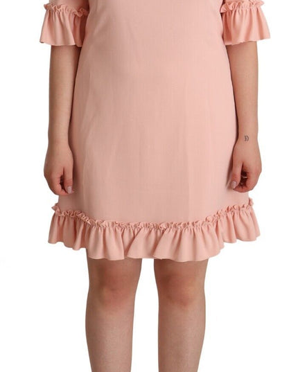 Dolce & Gabbana Pink Ruffled Sleeves Viscose Sheath Dress