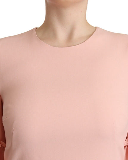 Dolce & Gabbana Pink Ruffled Sleeves Viscose Sheath Dress