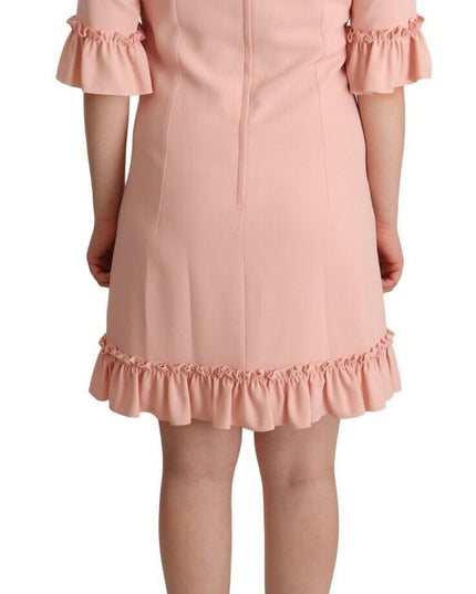 Dolce & Gabbana Pink Ruffled Sleeves Viscose Sheath Dress