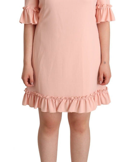 Dolce & Gabbana Pink Ruffled Sleeves Viscose Sheath Dress