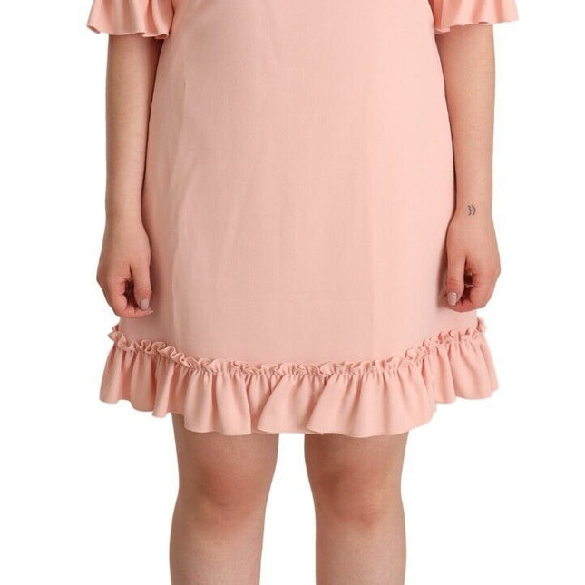Dolce & Gabbana Pink Ruffled Sleeves Viscose Sheath Dress