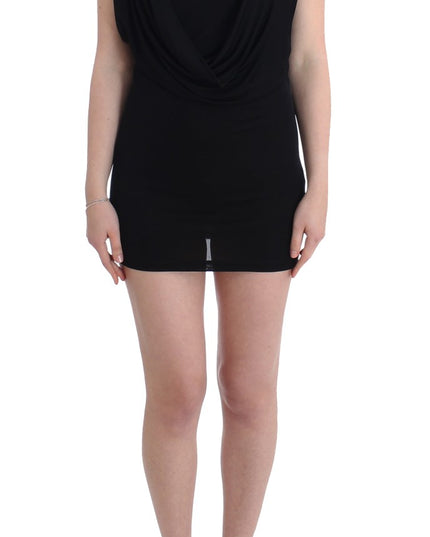 Roccobarocco Black Embellished Jersey Mini Sheath Short Dress