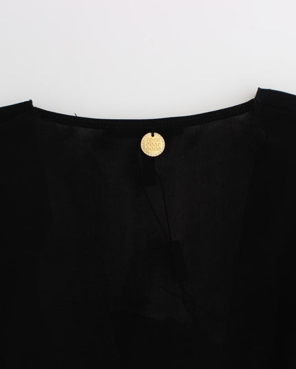 Roccobarocco Black Embellished Jersey Mini Sheath Short Dress