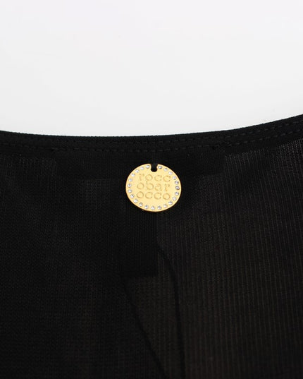 Roccobarocco Black Embellished Jersey Mini Sheath Short Dress