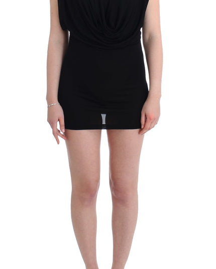 Roccobarocco Black Embellished Jersey Mini Sheath Short Dress