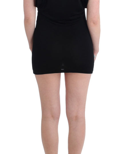 Roccobarocco Black Embellished Jersey Mini Sheath Short Dress