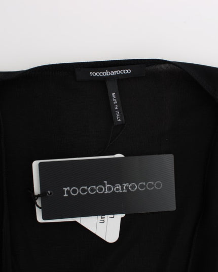 Roccobarocco Black Embellished Jersey Mini Sheath Short Dress