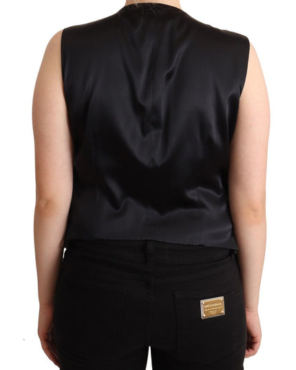 Dolce & Gabbana Black Button Down Sleeveless Vest Waiscoat Top