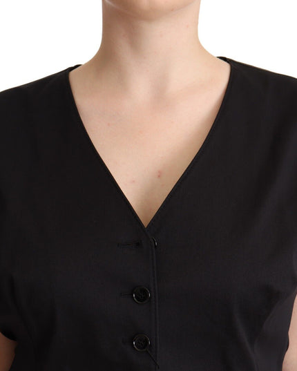 Dolce & Gabbana Black Button Down Sleeveless Vest Waiscoat Top