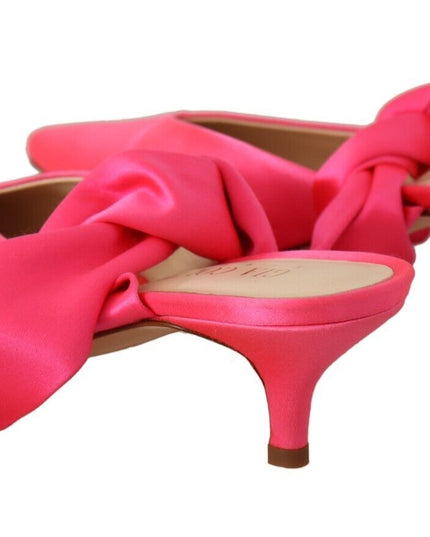 GIA COUTURE Pink Leather Lace Up Kitten Heels Pumps Shoes