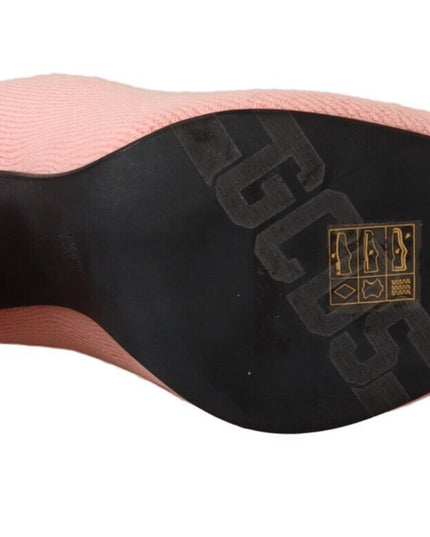GCDS Pink Suede Logo Socks Block Heel Ankle Boots Shoes