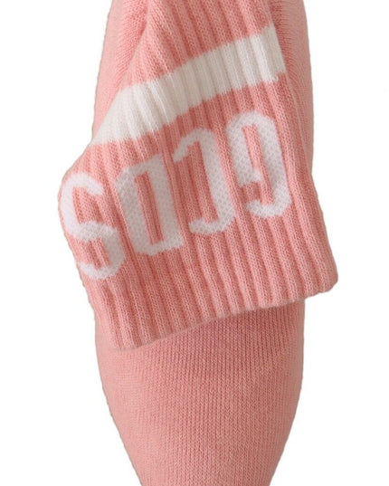 GCDS Pink Suede Logo Socks Block Heel Ankle Boots Shoes