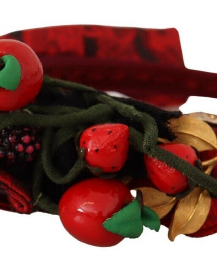 Dolce & Gabbana Red Tiara Berry Fruit Crystal Bow Hair Diadem Headband