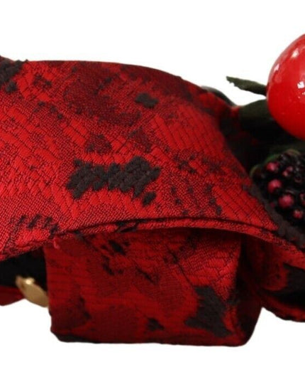 Dolce & Gabbana Red Tiara Berry Fruit Crystal Bow Hair Diadem Headband