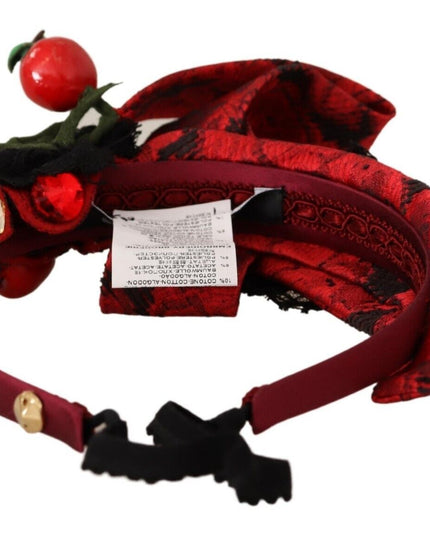 Dolce & Gabbana Red Tiara Berry Fruit Crystal Bow Hair Diadem Headband