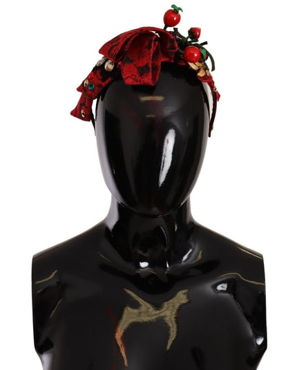 Dolce & Gabbana Red Tiara Berry Fruit Crystal Bow Hair Diadem Headband
