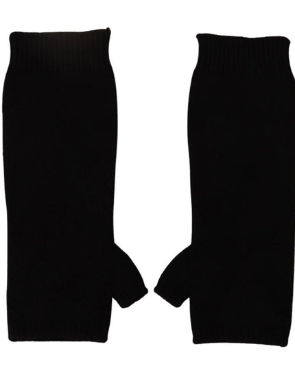 Dolce & Gabbana Black Knitted Fingerless Elbow Length Gloves
