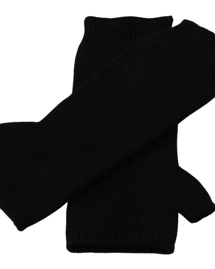 Dolce & Gabbana Black Knitted Fingerless Elbow Length Gloves