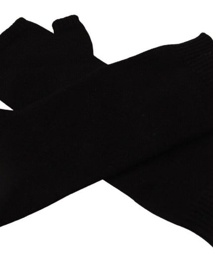 Dolce & Gabbana Black Knitted Fingerless Elbow Length Gloves
