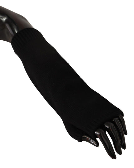 Dolce & Gabbana Black Knitted Fingerless Elbow Length Gloves