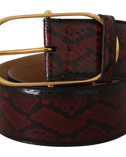 Dolce & Gabbana Red Exotic Leather Gold Oval Buckle Belt