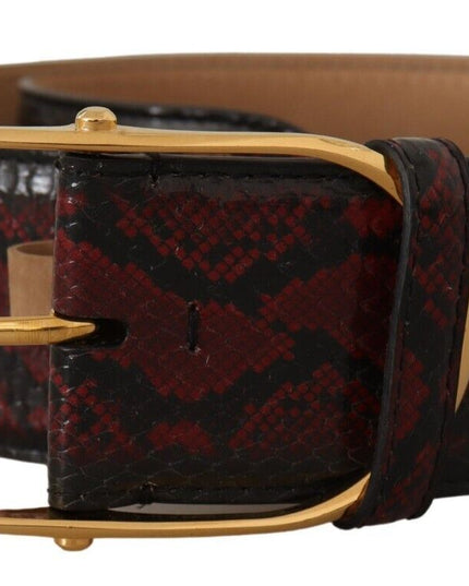 Dolce & Gabbana Red Exotic Leather Gold Oval Buckle Belt