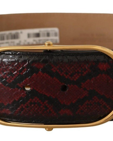 Dolce & Gabbana Red Exotic Leather Gold Oval Buckle Belt