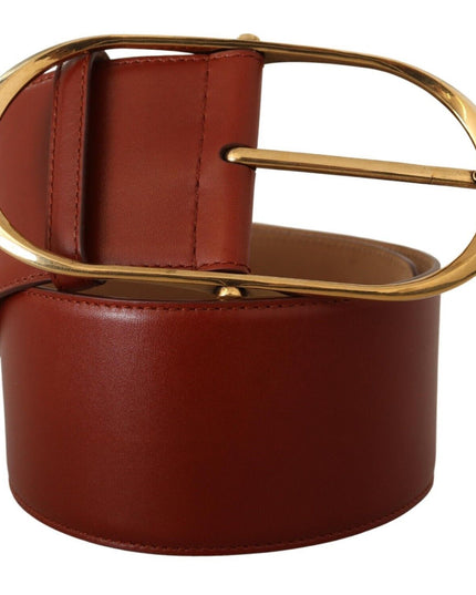 Dolce & Gabbana Maroon Leather Gold Metal Oval Buckle Belt