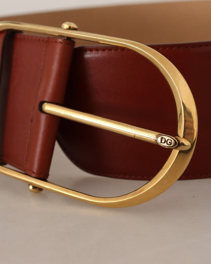 Dolce & Gabbana Maroon Leather Gold Metal Oval Buckle Belt