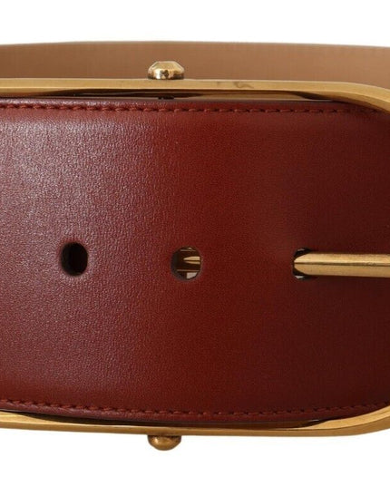 Dolce & Gabbana Maroon Leather Gold Metal Oval Buckle Belt