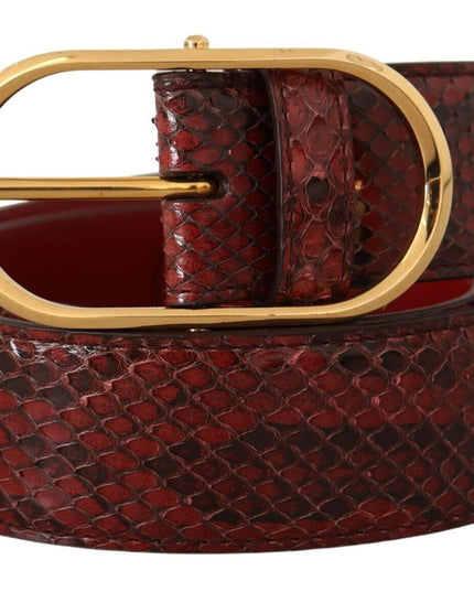 Dolce & Gabbana Red Exotic Leather Gold Oval Buckle Belt
