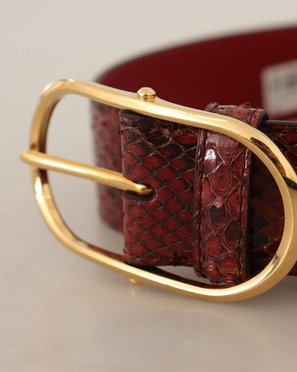 Dolce & Gabbana Red Exotic Leather Gold Oval Buckle Belt