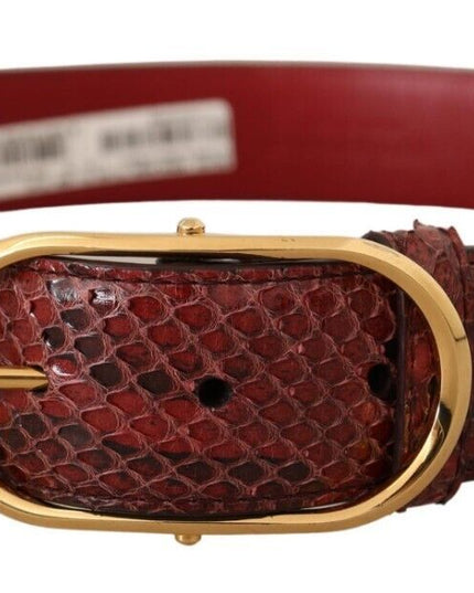 Dolce & Gabbana Red Exotic Leather Gold Oval Buckle Belt