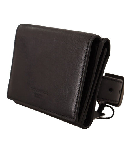 Dolce & Gabbana Black Leather Trifold Purse Belt Multi Kit Wallet