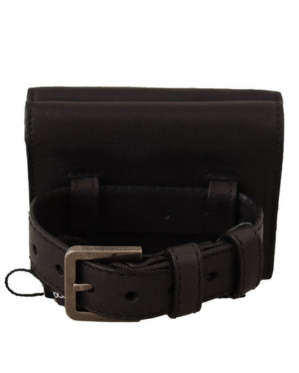 Dolce & Gabbana Black Leather Trifold Purse Belt Multi Kit Wallet