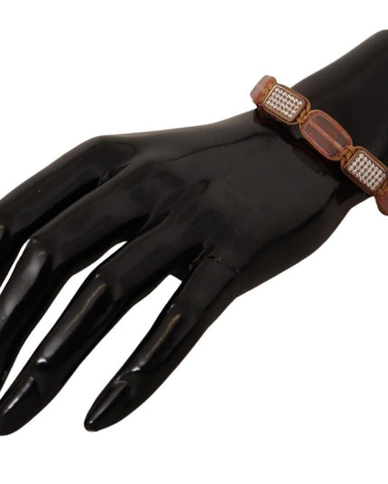 Nialaya Multicolor Crystals Logo Embellished Adjustable Bracelet