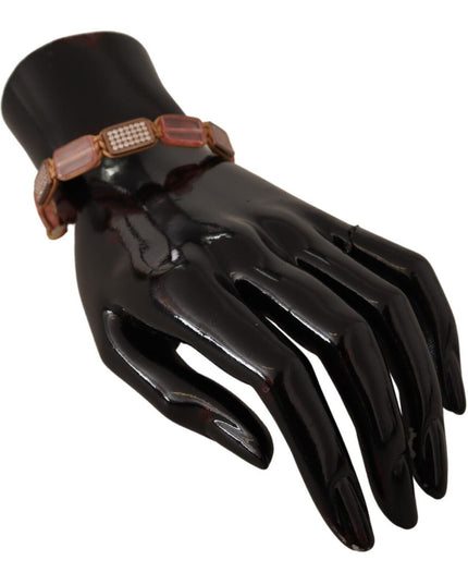 Nialaya Multicolor Crystals Logo Embellished Adjustable Bracelet