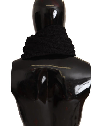 Dolce & Gabbana Black Virgin Wool Knitted Unisex Warmer Shawl Scarf