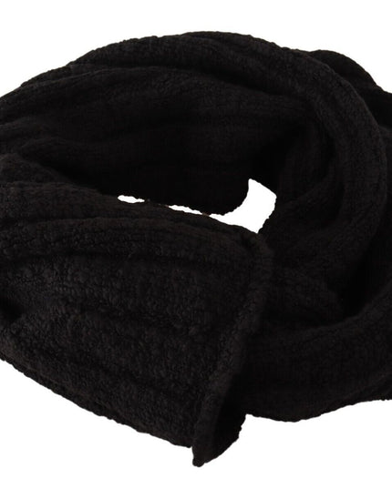 Dolce & Gabbana Black Virgin Wool Knitted Unisex Warmer Shawl Scarf