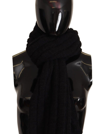 Dolce & Gabbana Black Virgin Wool Knitted Unisex Warmer Shawl Scarf