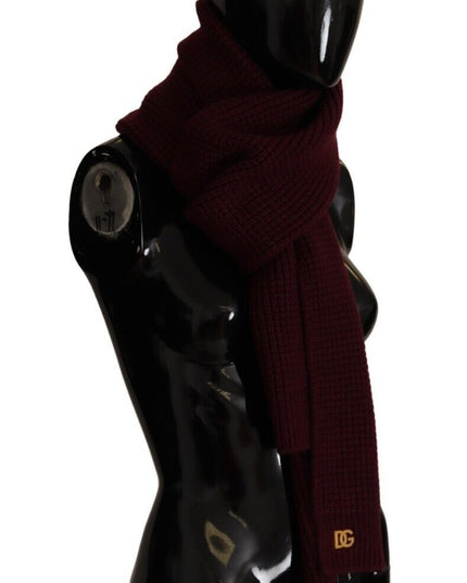 Dolce & Gabbana Dark Red Cashmere Logo Wrap Shawl Knitted Scarf