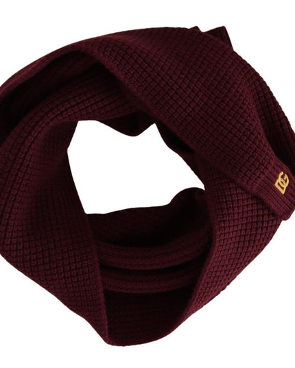 Dolce & Gabbana Dark Red Cashmere Logo Wrap Shawl Knitted Scarf