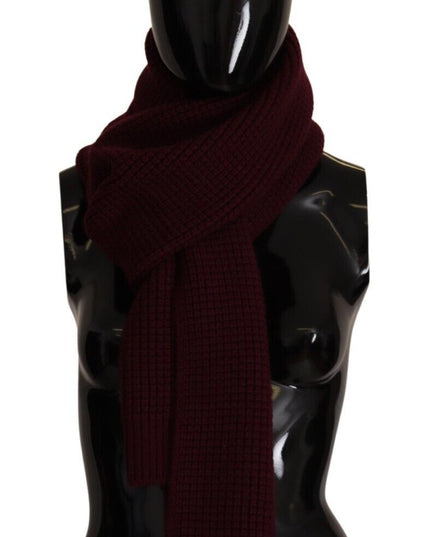 Dolce & Gabbana Dark Red Cashmere Logo Wrap Shawl Knitted Scarf