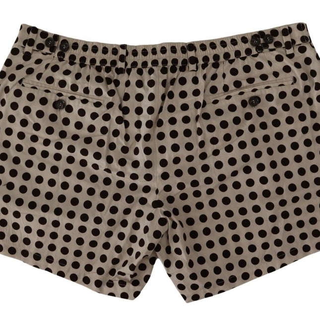 Dolce & Gabbana Black White Polka Dots Cotton Linen Shorts